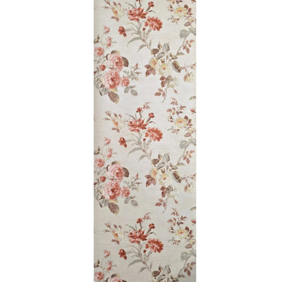 Agathius Floral Disstessed Pattern Beige Cream Red Peony Roses Flowers Wallpaper