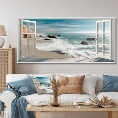 «Coastal Crystal Silence Windows Landscape», reproduction d'art sur toile, décor mural blanc bord de mer