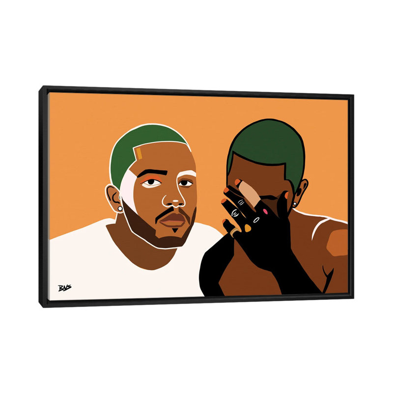 « Frank » par Bria Nicole-impression d’art graphique, Pas de tapis, H 18 po x l 26 po x P 1,5 po, Toile avec cadre noir