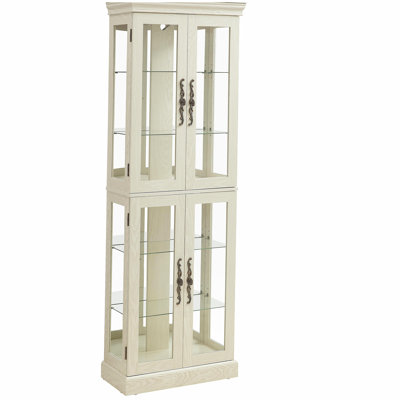 Vitrine lumineuse en verre éclairé, vitrine, armoire de rangement en verre, armoire à vin en verre, présentoir à jouets en bois pour le salon, la cuisine, l'ampoule du garde-manger inclus, blanc antique