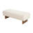 Rectangular Upholstered Tufted Linen Fabric Ottoman Bench, Solid Wood Legs, Beige