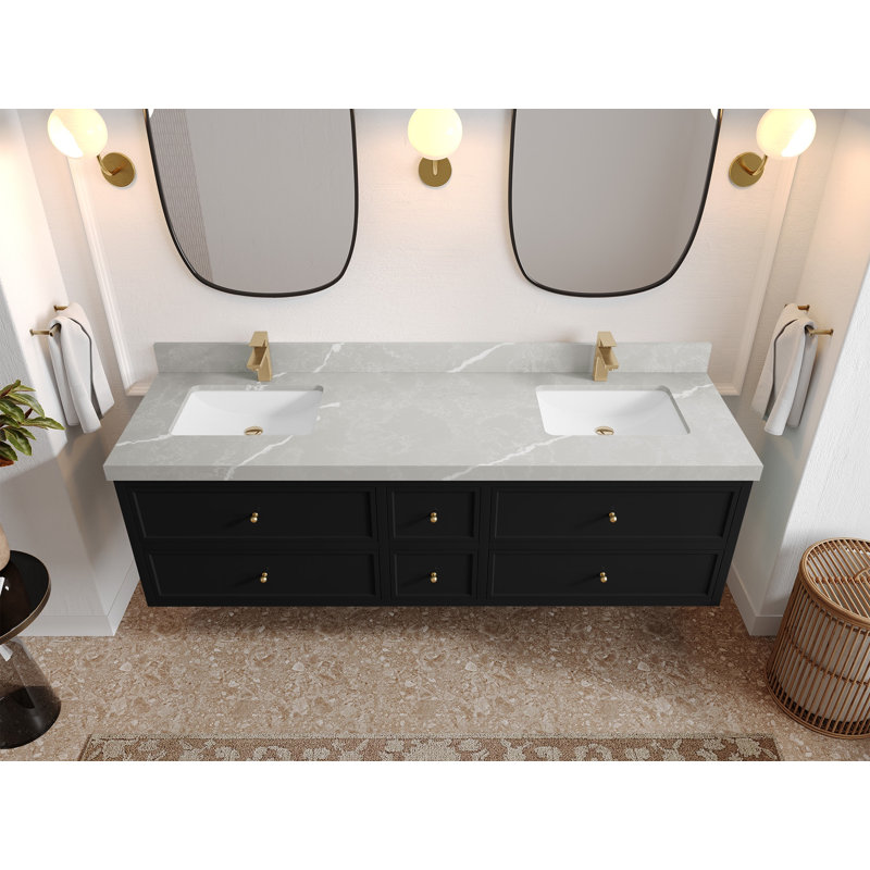 Meuble-lavabo double 72 po Roswell, Gris perle