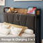 Twin XL Bed Frame with Storage Headboard and Charging Station, Solid Metal Platform, Noise-Free, No Box Spring Needed, Easy Assembly-618785606