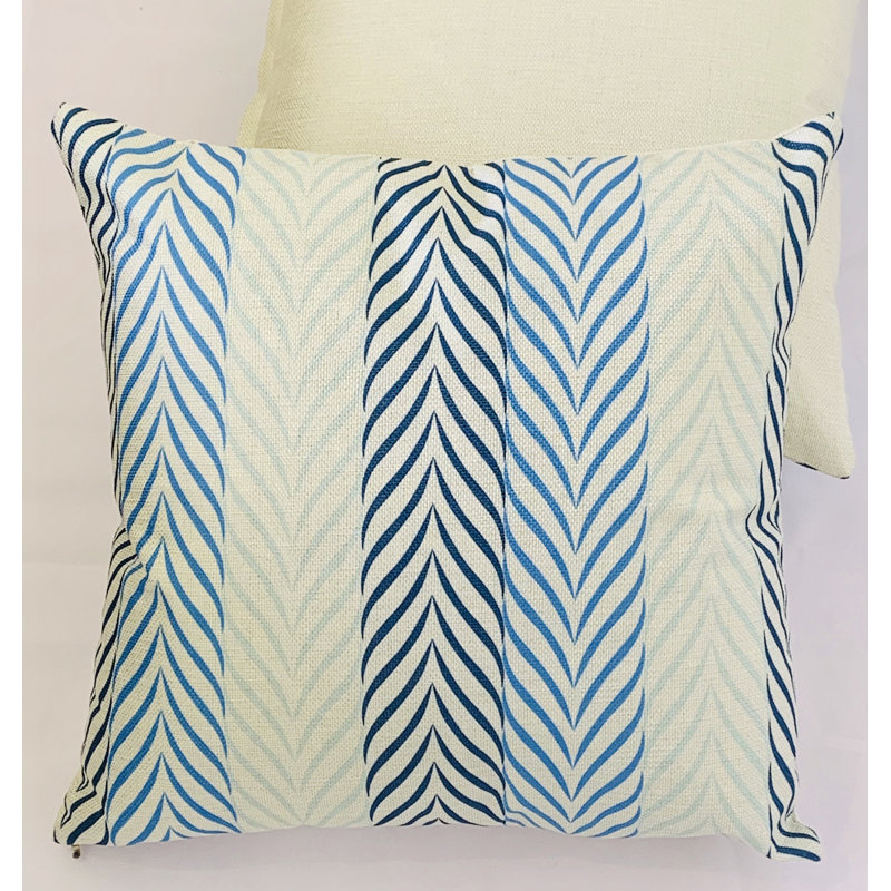 Woolhorpe Indoor / Outdoor Chevron Square Throw Cushion Cover, Blue/Beige