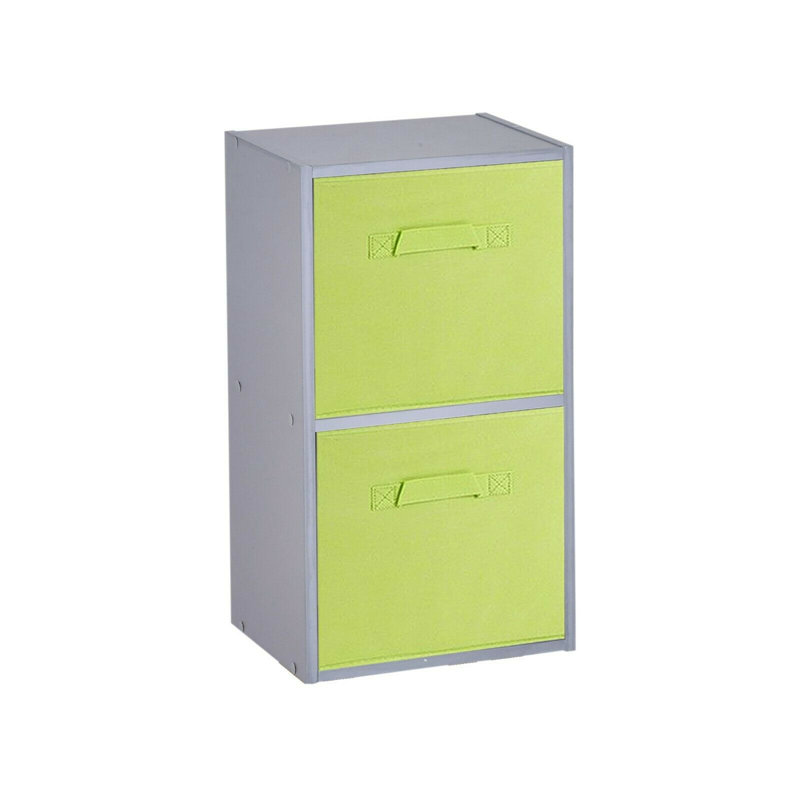 Cynera 106cm H x 30cm W Cube Bookcase, Grey/Green, (4 Shelves) 106cm H x 30cm W x 23.5cm D