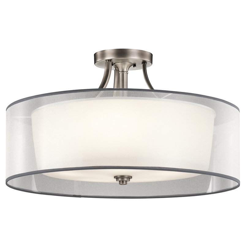 Plafonnier semi-encastré 28 po à 5 lumières Lightle, Étain antique