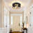 2-Light Industrial Flush Mount Ceiling Light, Black Metal Cage Drum Fixture, E26 Base, Modern Farmhouse Close To Ceiling Lighting For Hallway, Bedroom, Kitchen-1905716394