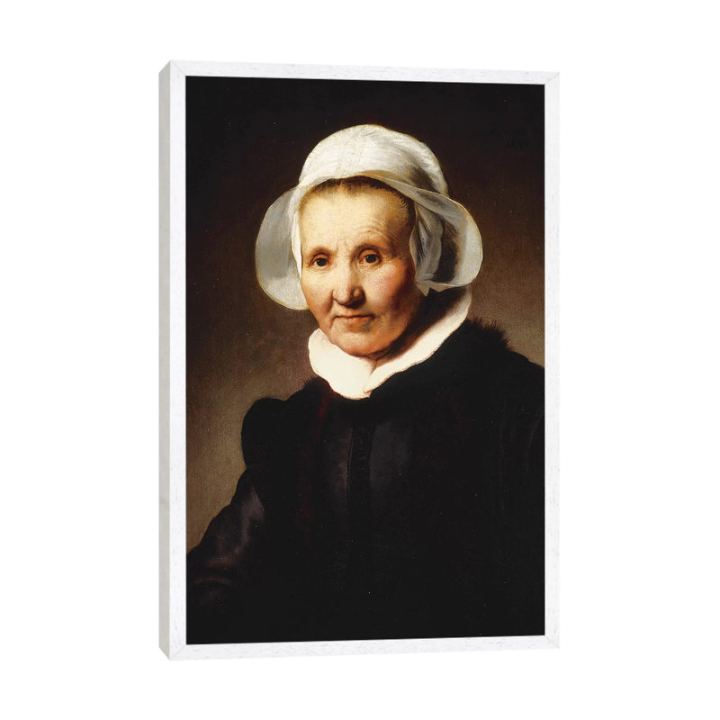 Portrait Of A Lady, Aged 62, Perhaps Aeltje Pietersdr by Rembrandt Van Rijn - Painting on Canvas, White Framed