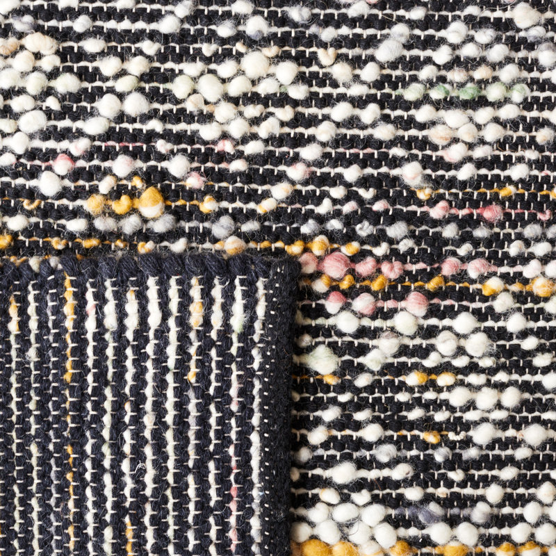 Natura Hand Woven Wool/Cotton Geometric Rug in Yellow/Black/Ivory, Rectangle 4' x 6'
