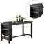 Table de cuisine moderne gris, hauteur comptoir en bois massif avec rangement supplémentaire pour la table de salle à manger grise, tablettes latérales-1479916532