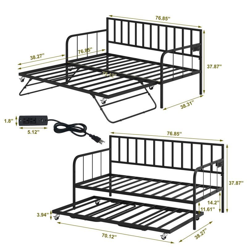 Lit de jour simple en L avec armoires de rangement, tiroirs et bureau d'étude intégré pour une utilisation multifonctionnelle peu encombrante.