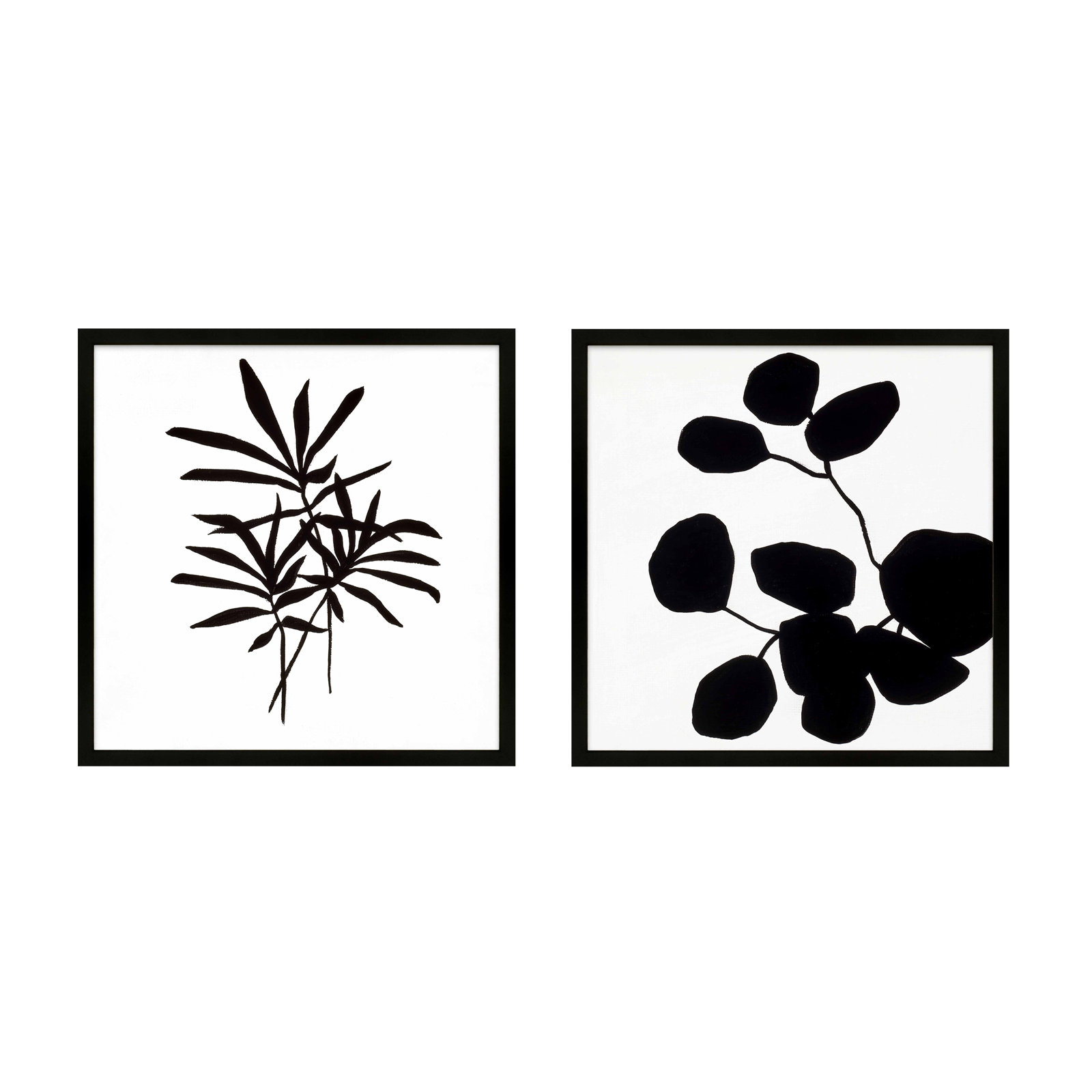 Midland "Modern Botanical" 2-Piece Print Set, Black Framed Paper, 30" H x 30" W x 1.25" D