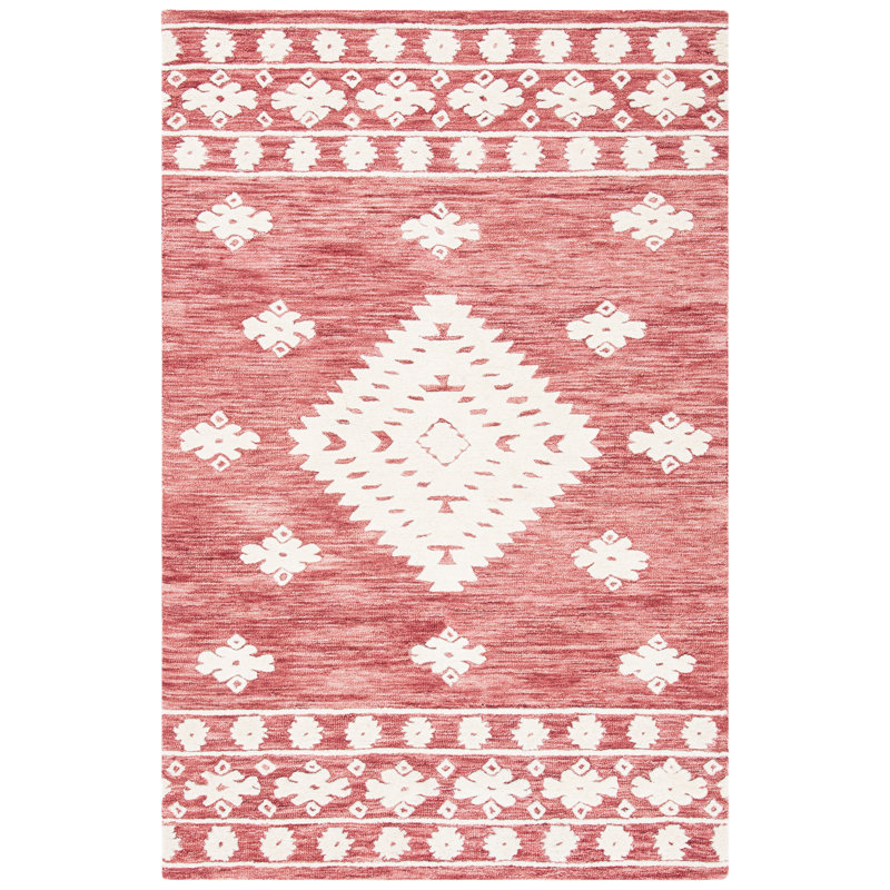 Tapis de couleur sud-ouest en laine / coton touffeté à la main, Rectangle 3 pi x 5 pi