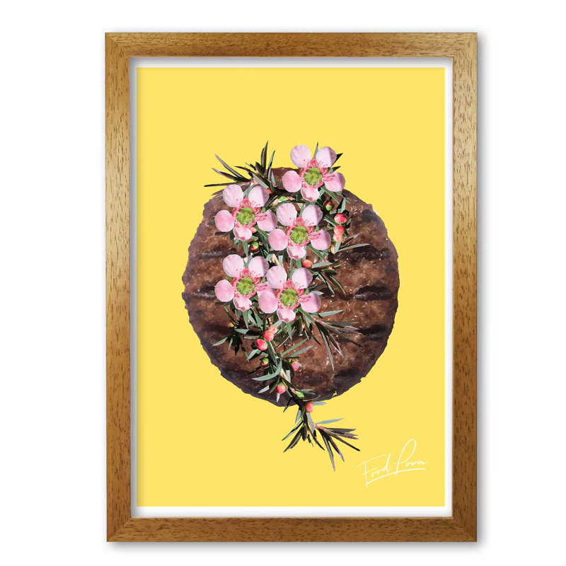 Burger Food Porn - Painting, Honey Oak Frame, 30 cm H x 21 cm W x 5 cm D
