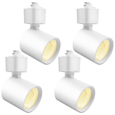Luxrite 2 In. LED Track Light, 5CCT, CRI90, 10W, 800 Lumens, Adjustable 358°+ 90° Tilt, H Type Track Light Heads, Dimmable, ETL , Round White 4 Pack