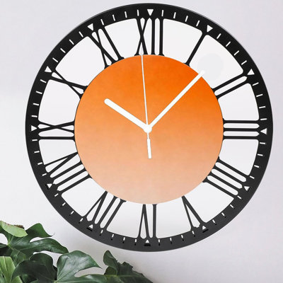 Horloge murale ronde en fer 10 po avec mouvement à quartz silencieux, chiffres romains, impression UV