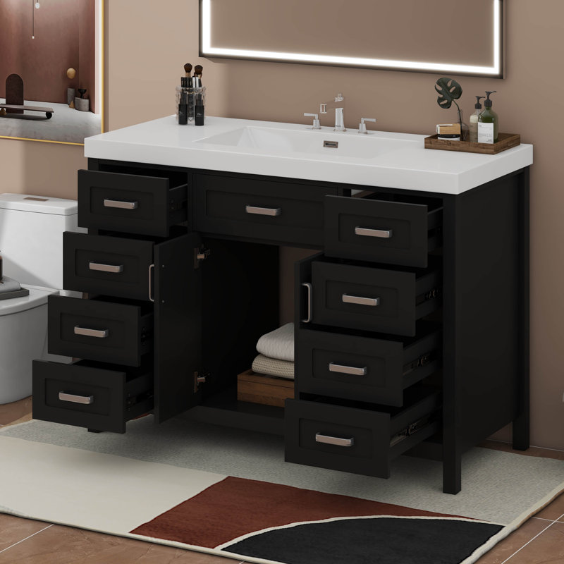 Meuble-lavabo 48 po avec lavabo 48 po, Noir