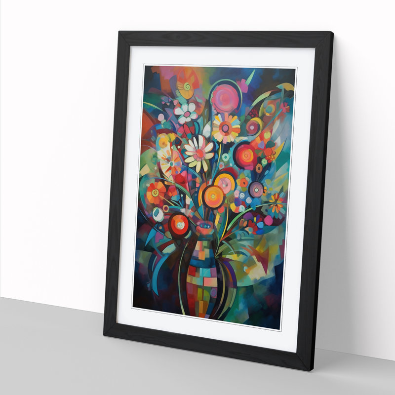 FRM-V0523-890X Flowers Constructivism Vol.4 - Picture Frame Print, Black Framed, 46cm H x 34cm W