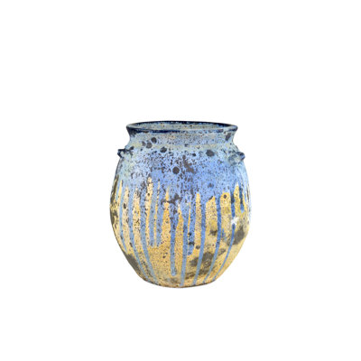 Cinisi - Small Planter - Antique White, Blue Drip