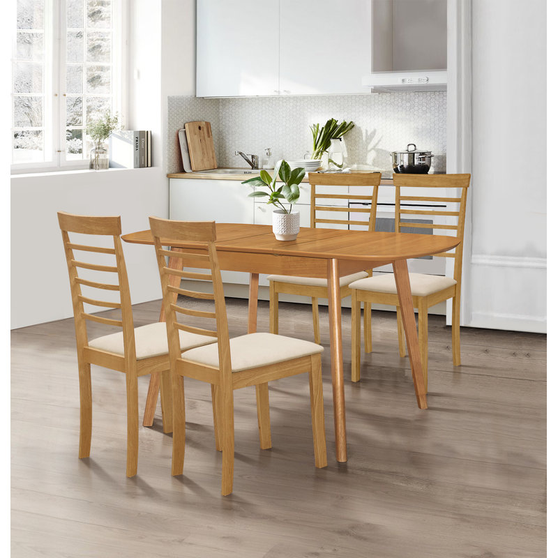 Ahwahnee Extendable Oak Oval Solid Wood Base Dining Table, Light Oak