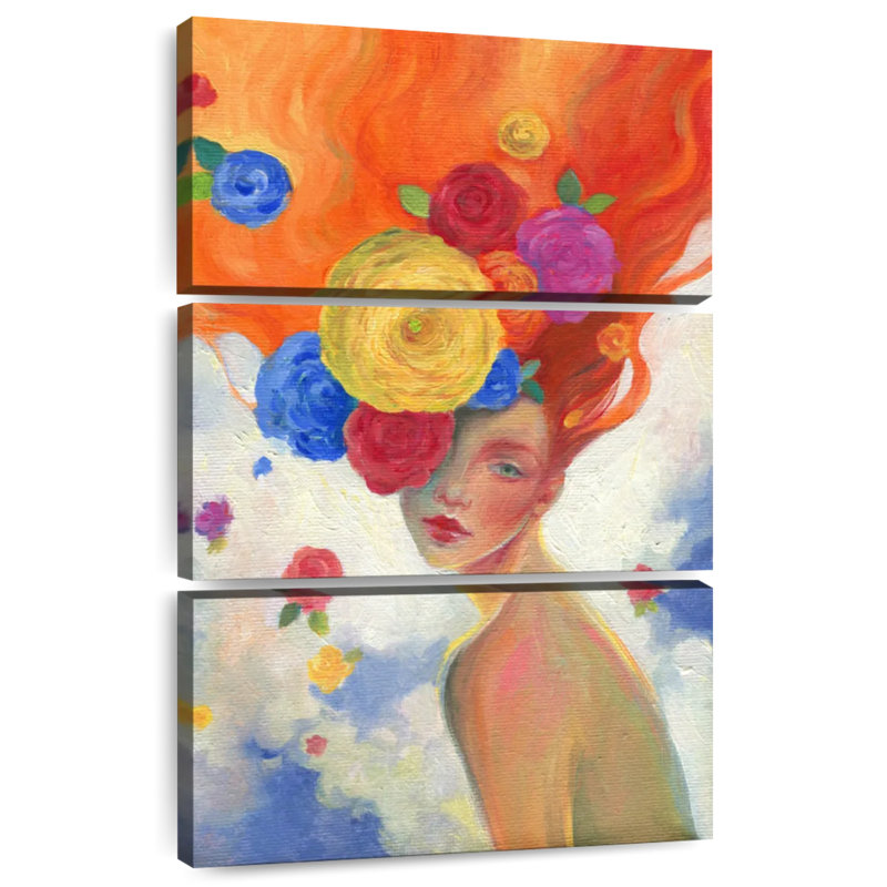 Cheveux en fleurs, H 45 po x l 28 po