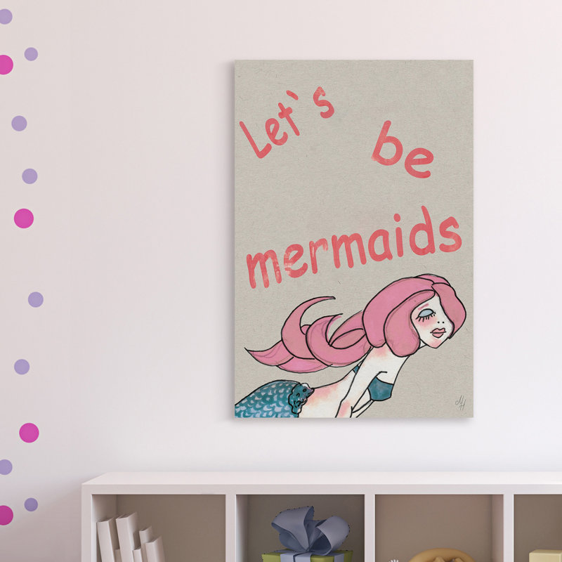 Crooks Let'S Be Pink Mermaids - Single Picture Frame Painting on Canvas, 91cm H x 61cm W