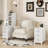 End Table with 3 Drawers, Corner Table with 2 Open Shelves, Tall Side Table for Bedroom and Corner