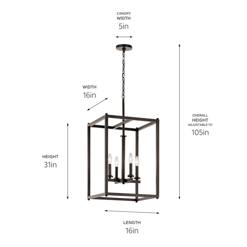 Crosby 4-Light Bronze Pendant, Olde Bronze