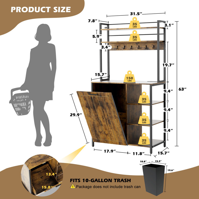 Armoire à micro-ondes Bakers Racks, Brun