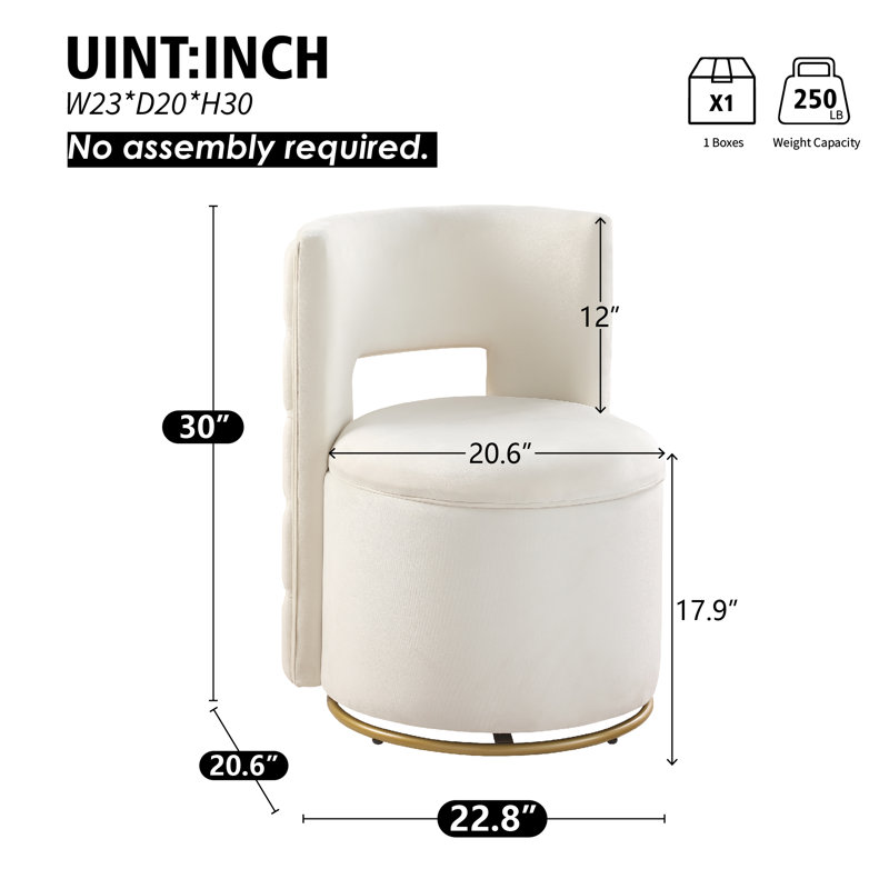 Swivel Barrel Chair With Storage, Beige