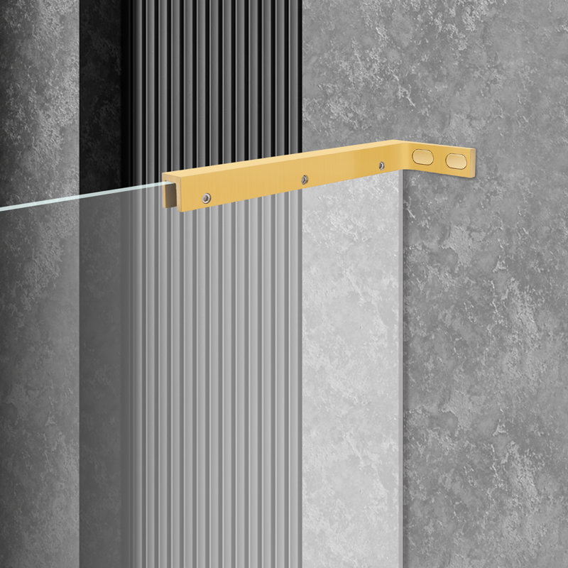 Support de stabilisation en L pour porte en verre doré à gauche