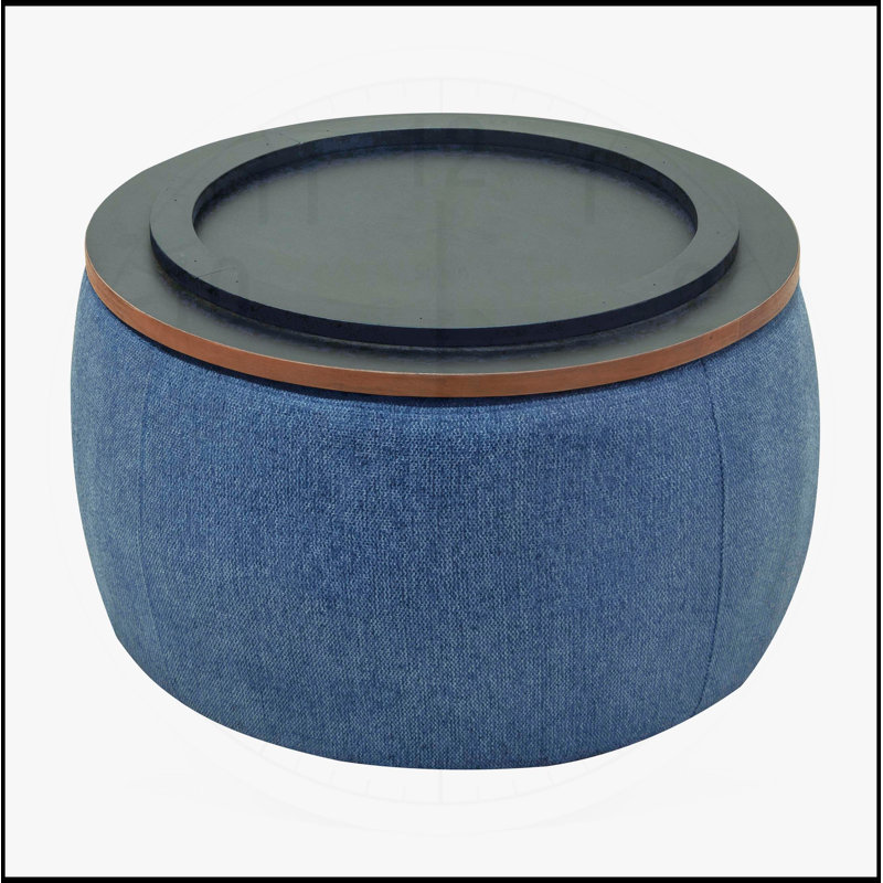 Repose-pieds rond avec rangement 2 en 1, idéal comme table de bout et siège, peu encombrant et multifonctionnel, Marine