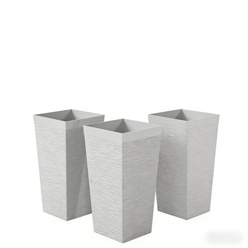 Space-saving Stackable Planters With Modern Stone-look For Home And Garden