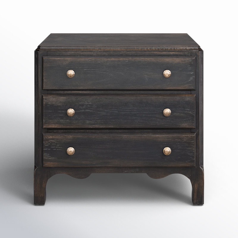 Americana Three-Drawer Nightstand, Black