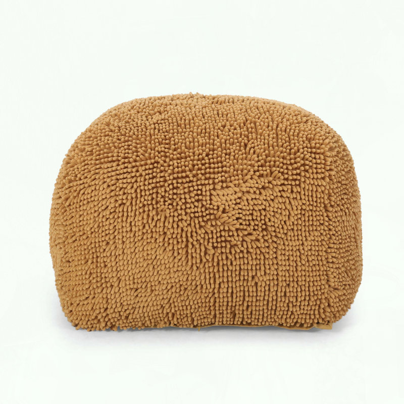 Pouf carré en microfibre chenille de couleur jaune, Jaune