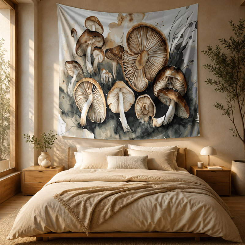 Tapisserie murale légumes légumes Shiitake, 51 po x 60 po