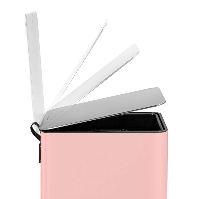 Blush Pink Stainless Steel Pedal Trash Can with Soft Close Lid