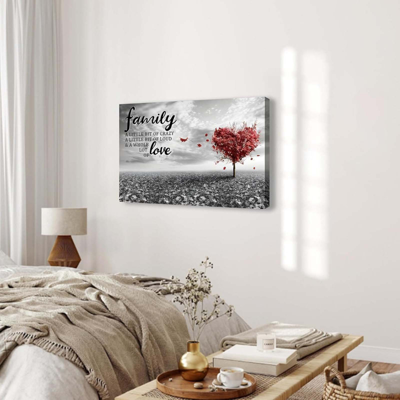 Valentines Day Family Love Tree Canvas Posters And Prints Wall Art For Bedroom,Living Room, Office, Home Wall, Wrapped Canvas Artwork For Wall Decor
