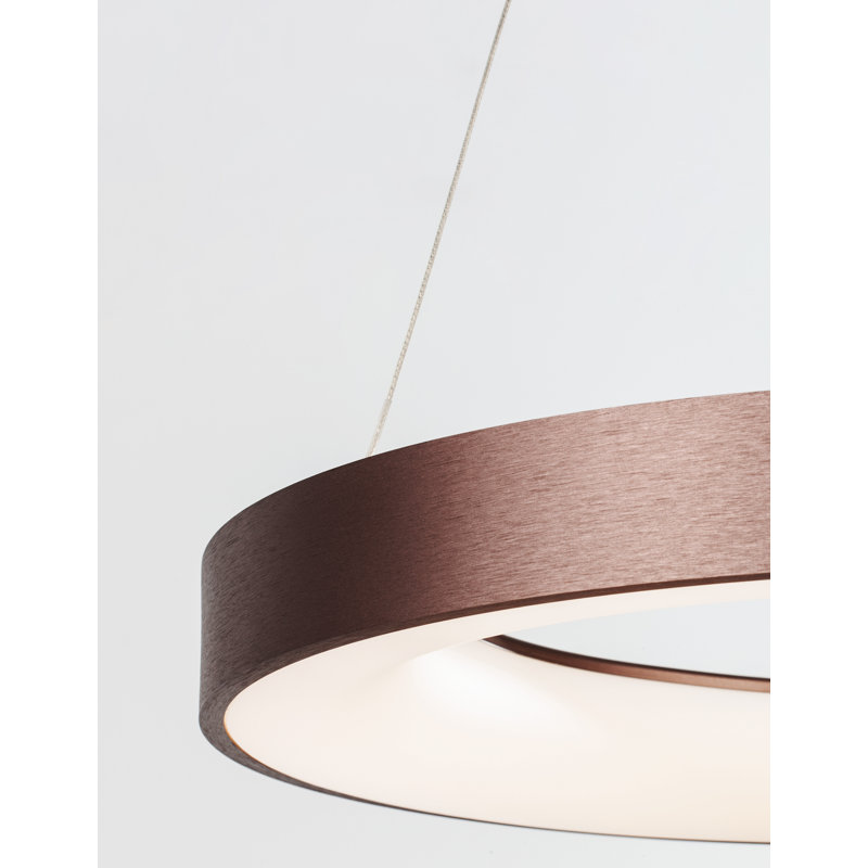 1 - Light LED Drum Pendant, 120cm H x 38cm W x 38cm D, Coffee Brown