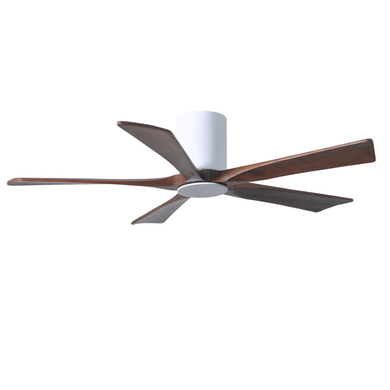Ventilateur de plafond à 5 pales DEL avec ensemble d'éclairage inclus Irene, Blanc brillant, 52", Ton noyer
