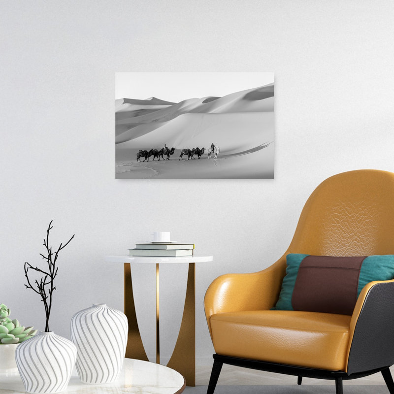 Desert Camel Caravan Abstract Contemporary Animal Landscape Wall Art Print by ADIREK M - Print, 40.64cm H x 60.96cm W