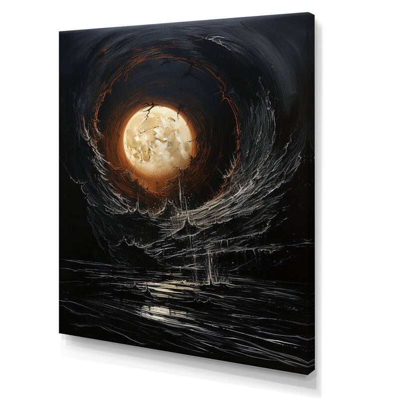 Lune ébène Eclipse lune I, Toile tendue, H 44 po x l 34 po