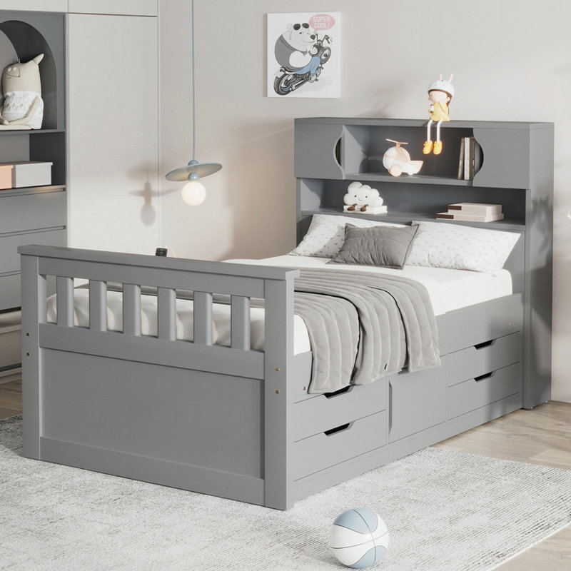 Ignacy Bookcase Bed, Gray