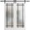 Porte de grange double robuste avec verre dépoli Planum 2112 Blanc Soie 13 pi, rails noirs, supports, portes intérieures à panneaux pleins - 64 po x 84 po (2 x 32 po x 84 po) - Rails noirs - Verre dépoli