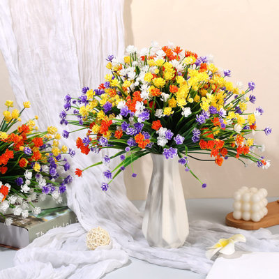 40 Bundles Outdoor Artificial Flowers UV Resistant Faux Outside Plants Flowers Fake Plastic Plants For Outdoor Summer Fall Seasons Decoration Shrubs Garden Porch Box(Colorful)