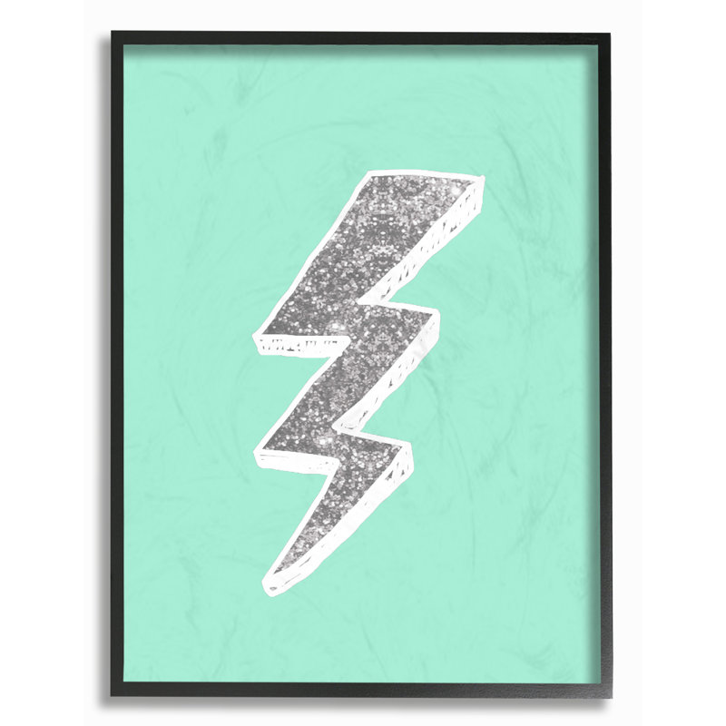 Impression éclair et bleu argenté, H 20 po x l 16 po, Giclée encadrée noir minuit