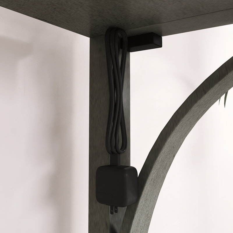 Ensemble de table et de chaises de style campagnard 3 pièces de 47,20 pouces avec port USB et tabourets rembourrés, Gris