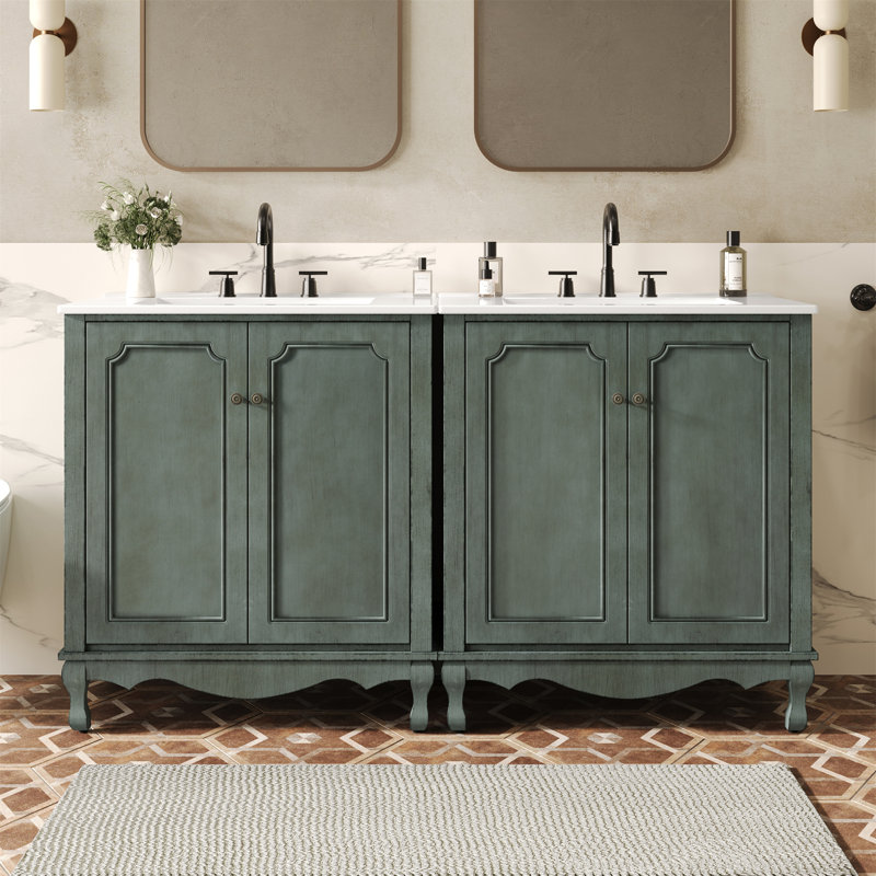 Ensemble de meuble-lavabo double 60 po, Sarcelle