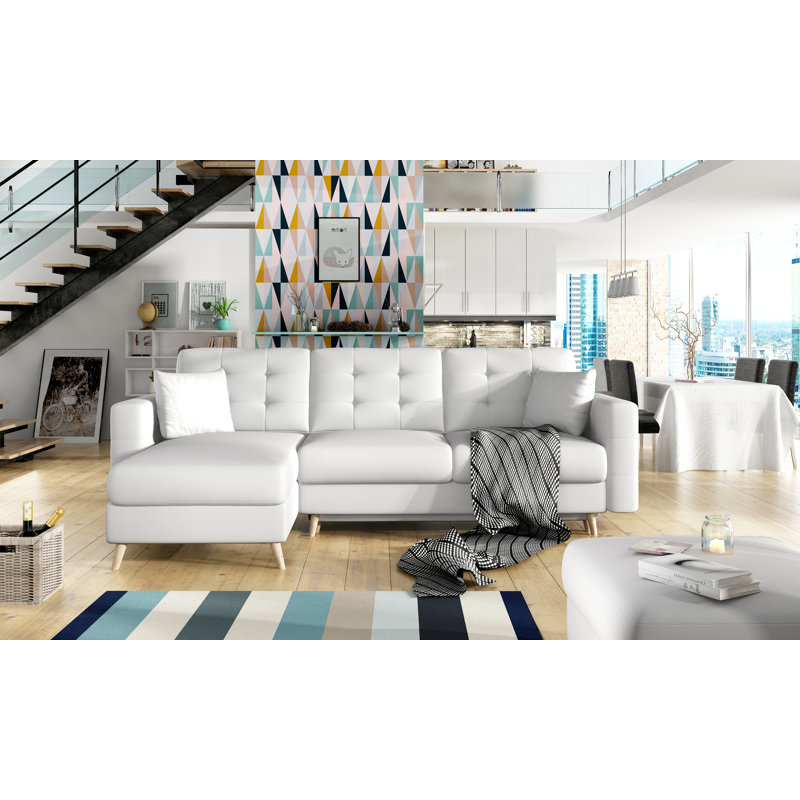 Darden 3 Seater Faux Leather Sofa Bed, White