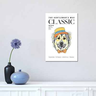 The Classic Gentleman'S Magazine Cover With Dressed Up Dog In Hat And Bowtie 1 Piece Wrapped Canvas Wall Art